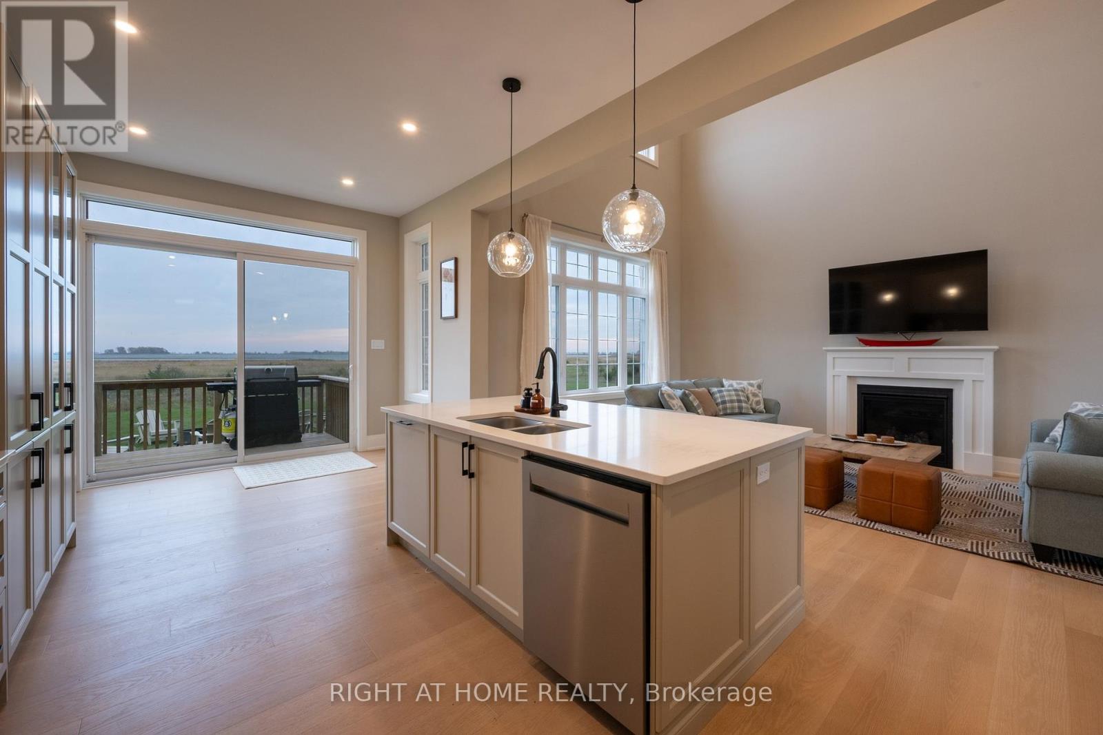 Kitchen — countertops, glass-front display cabinets