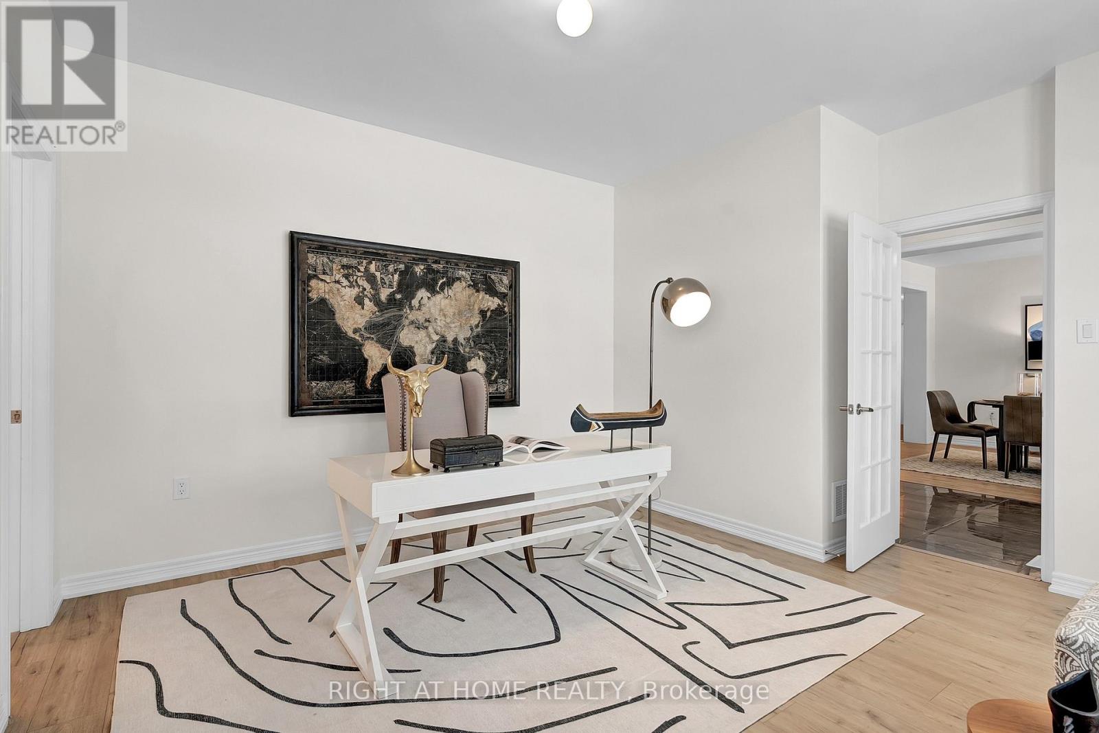 Library — built-in shelving, hardwood