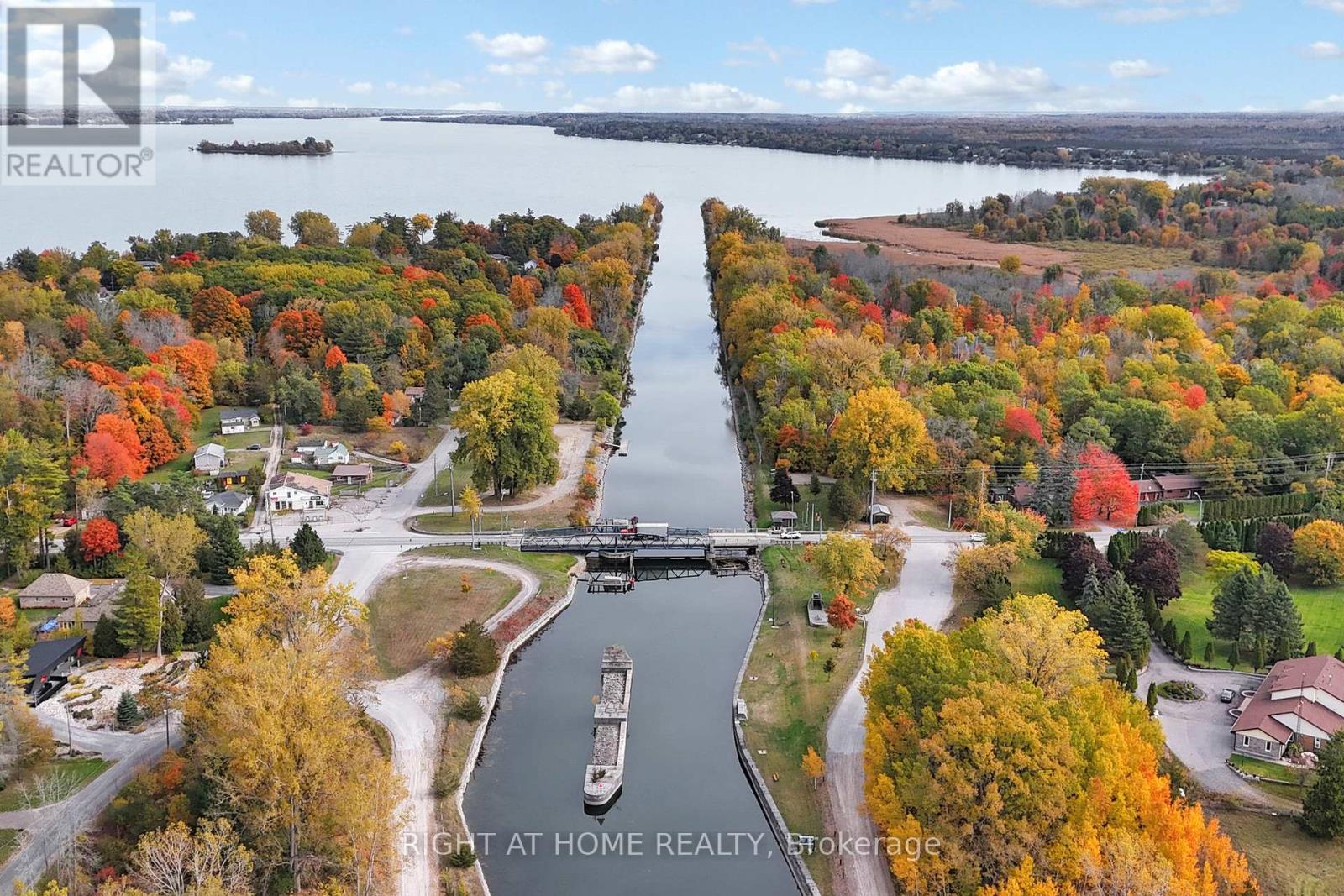 Aerial — community with Bay of Quinte
