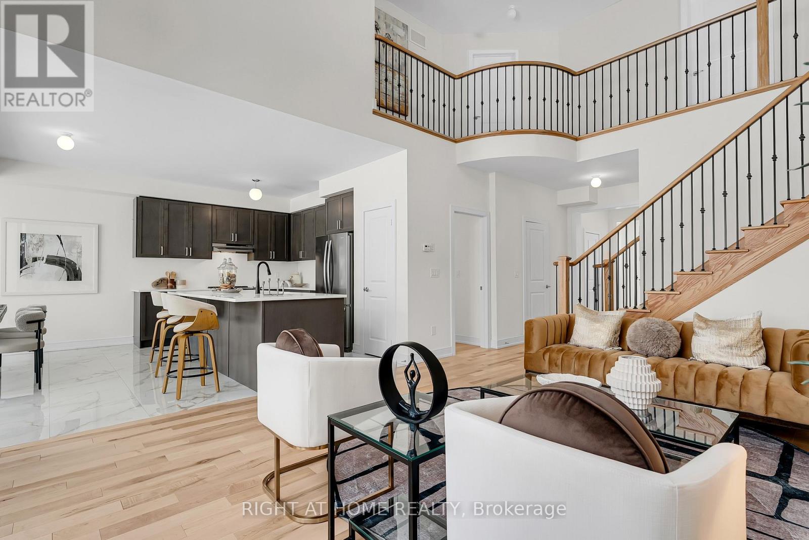 Open concept — living to kitchen flow